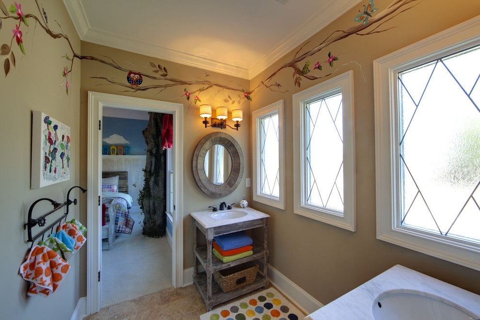 Wall Murals Ideas Bathroom Traditional with Art Beige Colorful Double