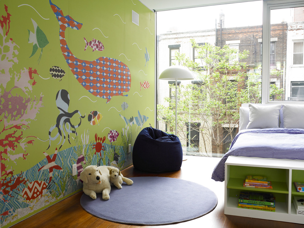 Wall Murals Ideas Kids Contemporary with Accent Wall Bedroom Bookshelves