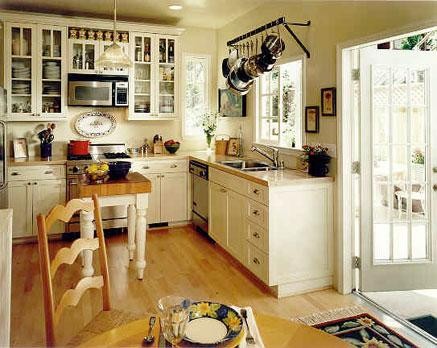 Wall Pot Rack Kitchen Mediterranean with Butcher Block Chair Cooktop