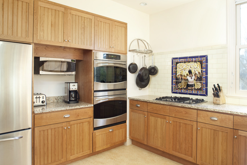 wall pot rack Kitchen Traditional with backsplash bay area beaded