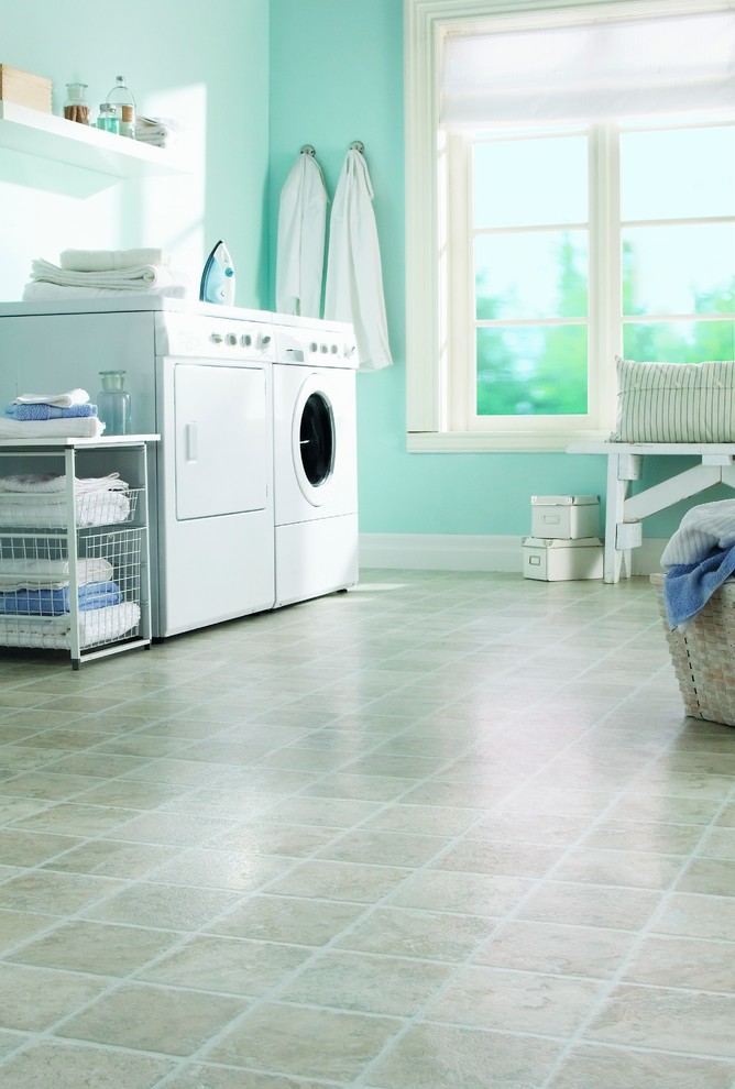 Wall Shelf Drying Rack Laundry Room Traditional with Basement Flooring Laundry Room