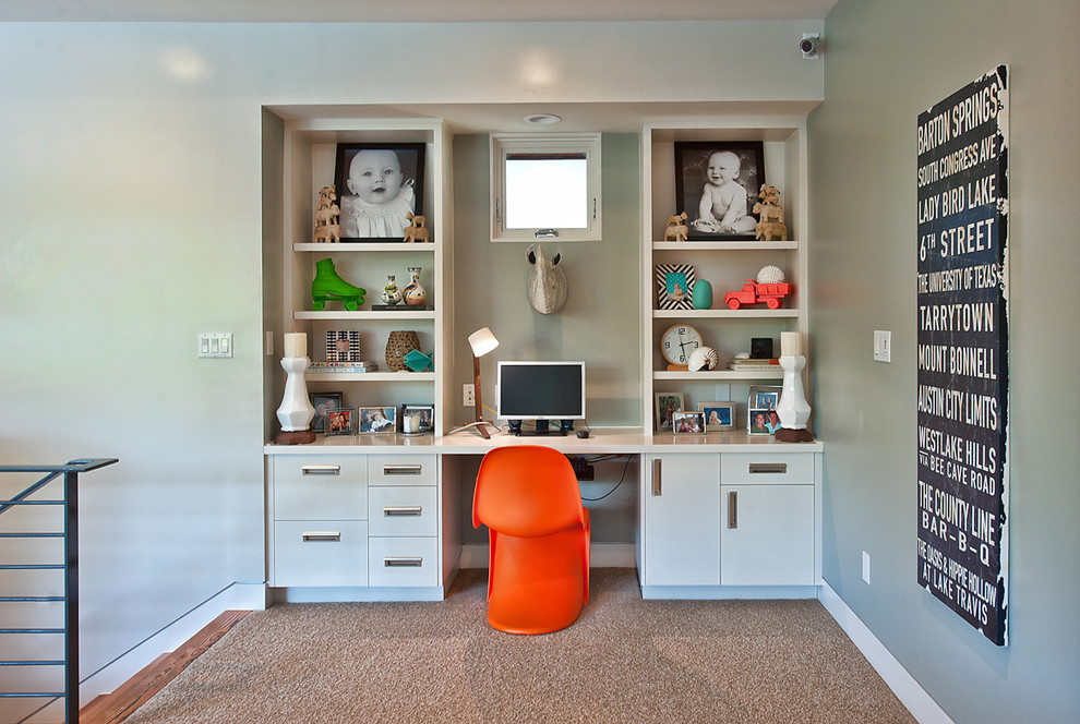 Wall Units with Desk Kids Contemporary with Baseboards Built in Desk Orange