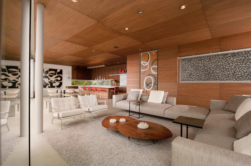 Walnut Coffee Table Living Room Contemporary with Beige Sectional Beige Shag