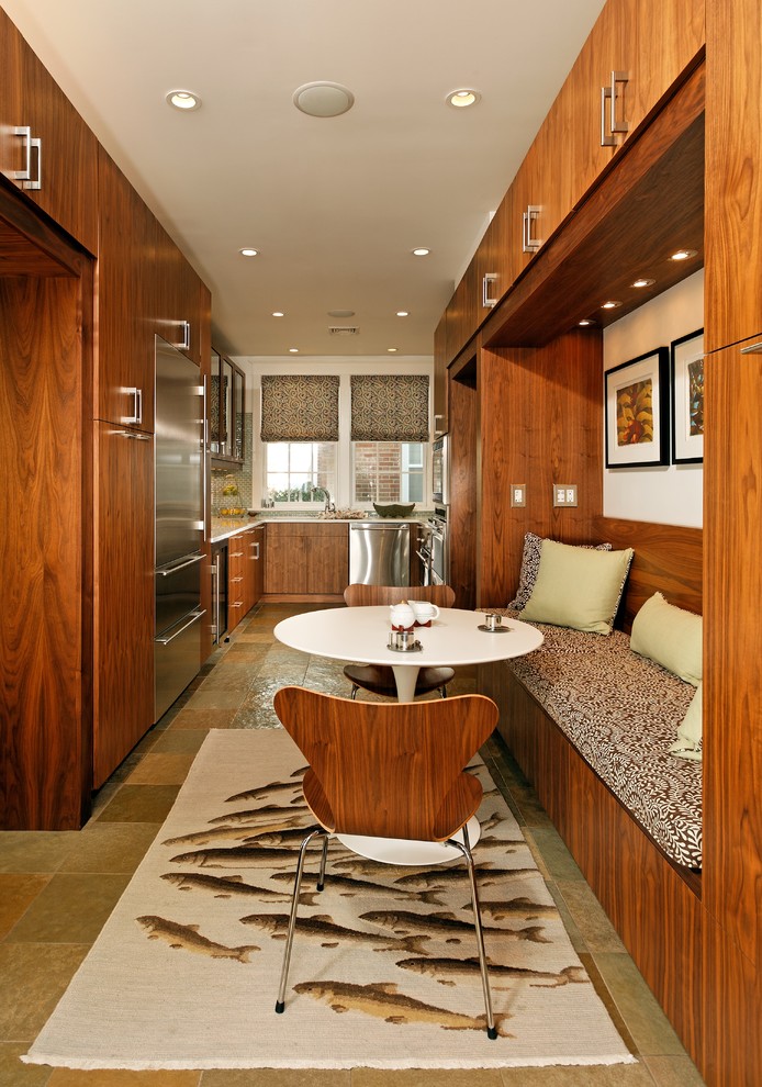 Walnut Kitchen Cabinets Kitchen Contemporary with Banquette Breakfast Nook Ceiling1