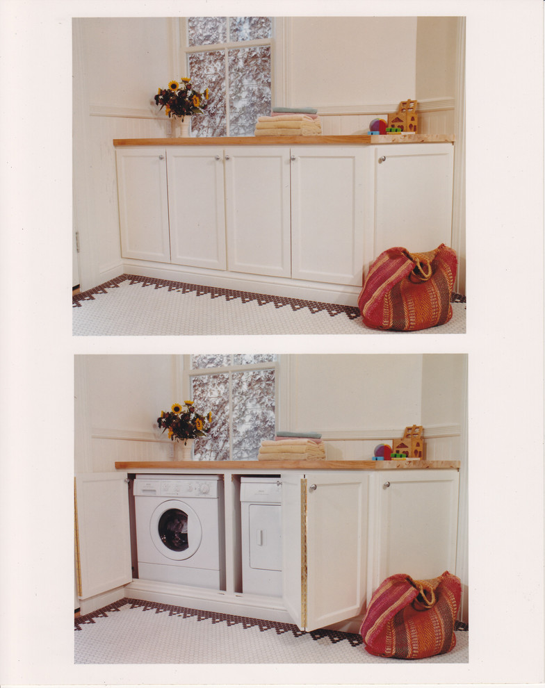 Washer Dryer Cabinet Laundry Room Traditional with Cabinet Dryer Tile Floor