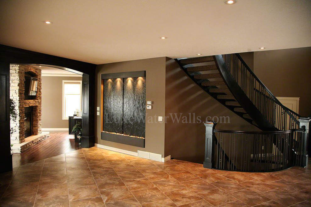 Water Fountains Indoor Spaces Craftsman with Black Stair Case Black