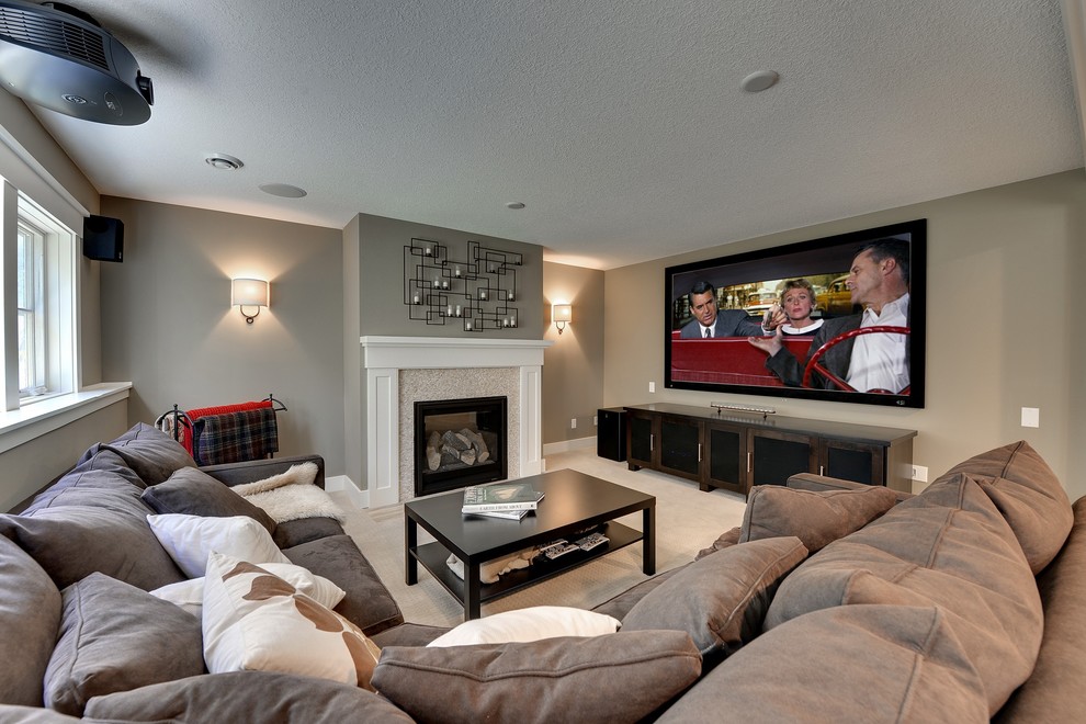 Wedge Side Table Family Room Contemporary with Brown Sectional Carpet Fireplace