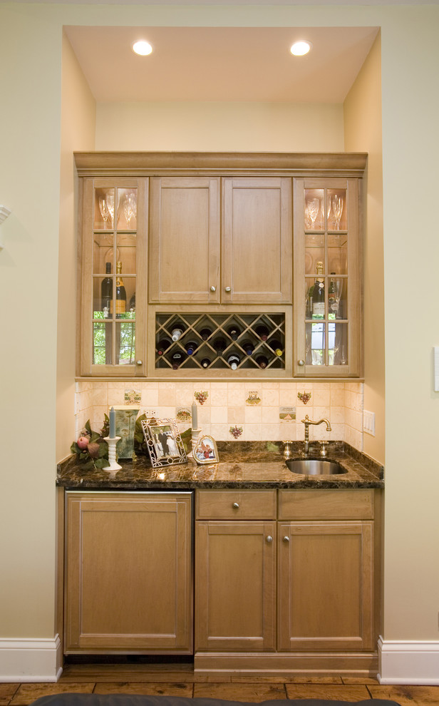 Wet Bar Cabinets Kitchen Traditional with Accent Tiles Alcove Barware