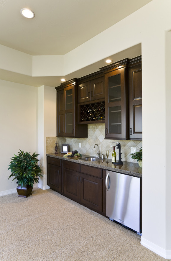 Wet Bar Cabinets Kitchen Traditional with Backsplash Cherry Dark Stain