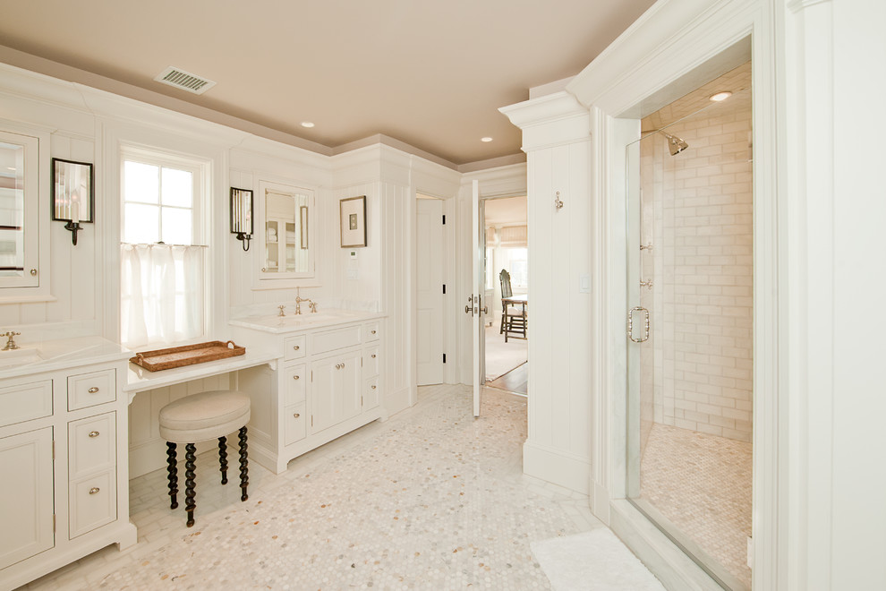 White Bathroom Vanity Bathroom Traditional with Bathroom Lighting Ceiling Lighting