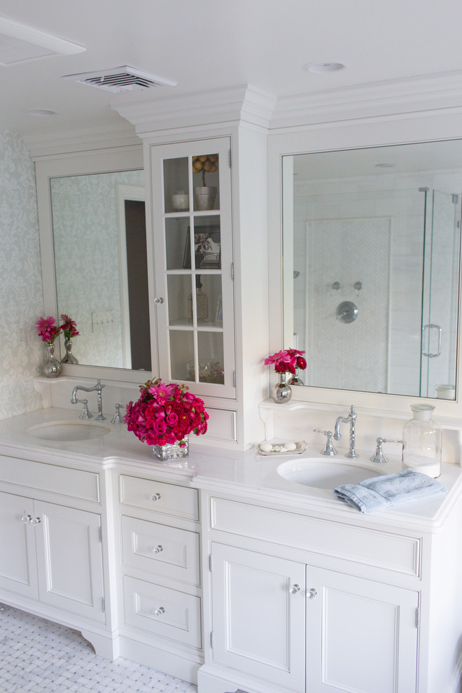 White Bathroom Vanity Bathroom Traditional with Bathroom Storage Double Bathroom