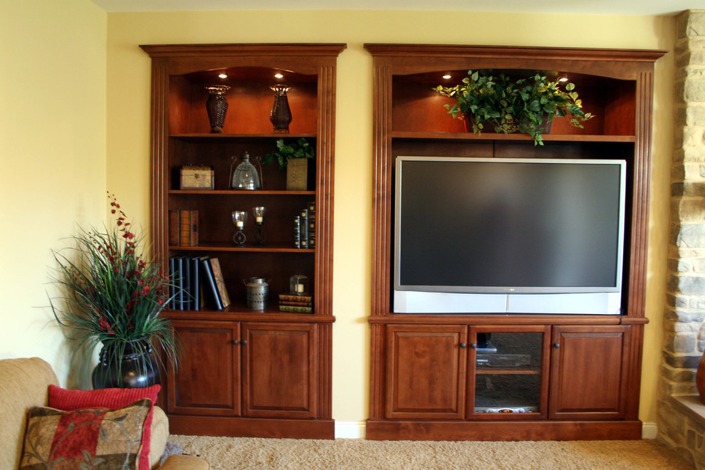 White Built in Entertainment Center Family Room Traditional with Custom Custom Built In