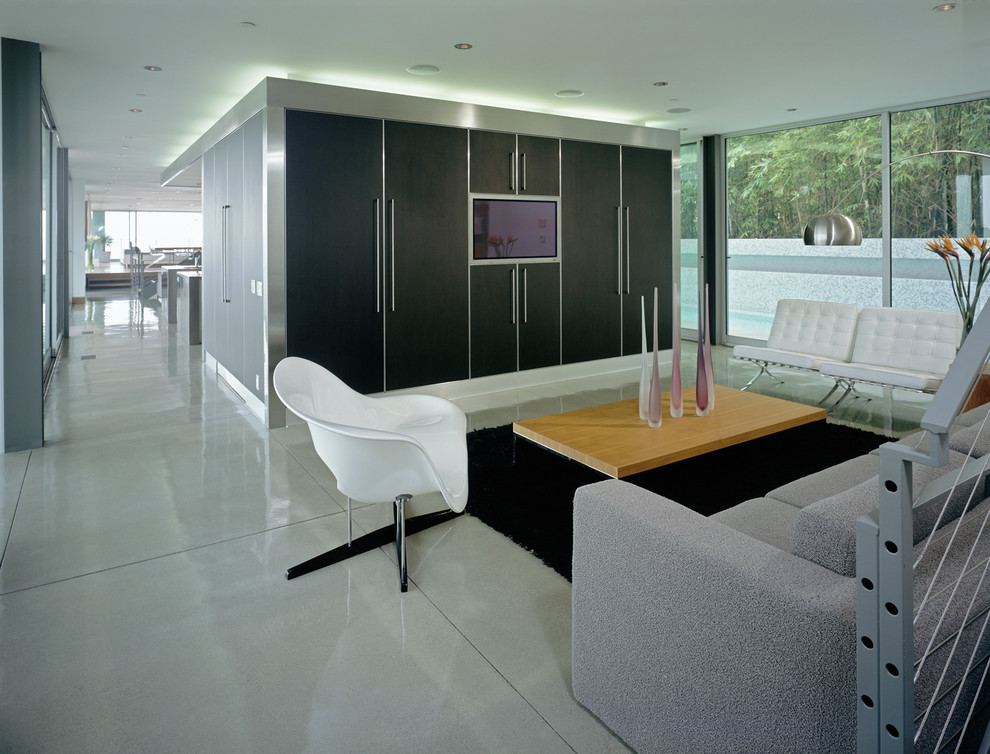 White Concrete Floors Family Room Modern with Arco Floor Lamp Barcelona