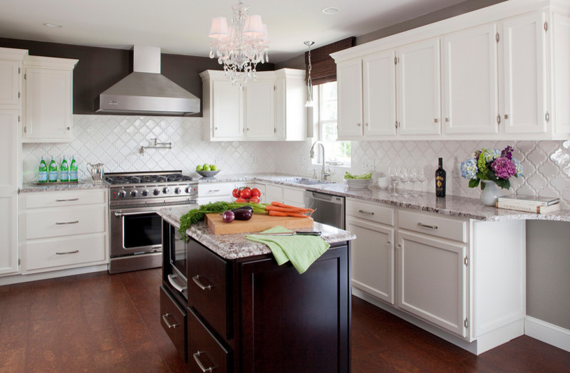 White Cork Flooring Kitchen Contemporary with Arabsque Tile Bianco Antico
