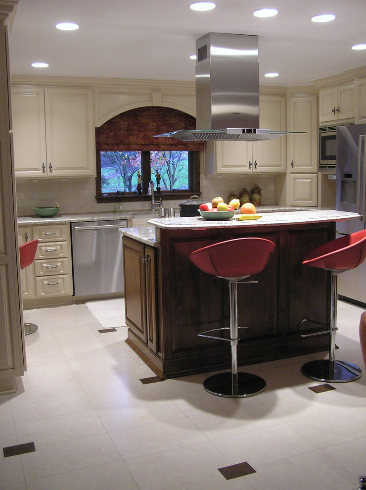 White Cork Flooring Kitchen Traditional with None 