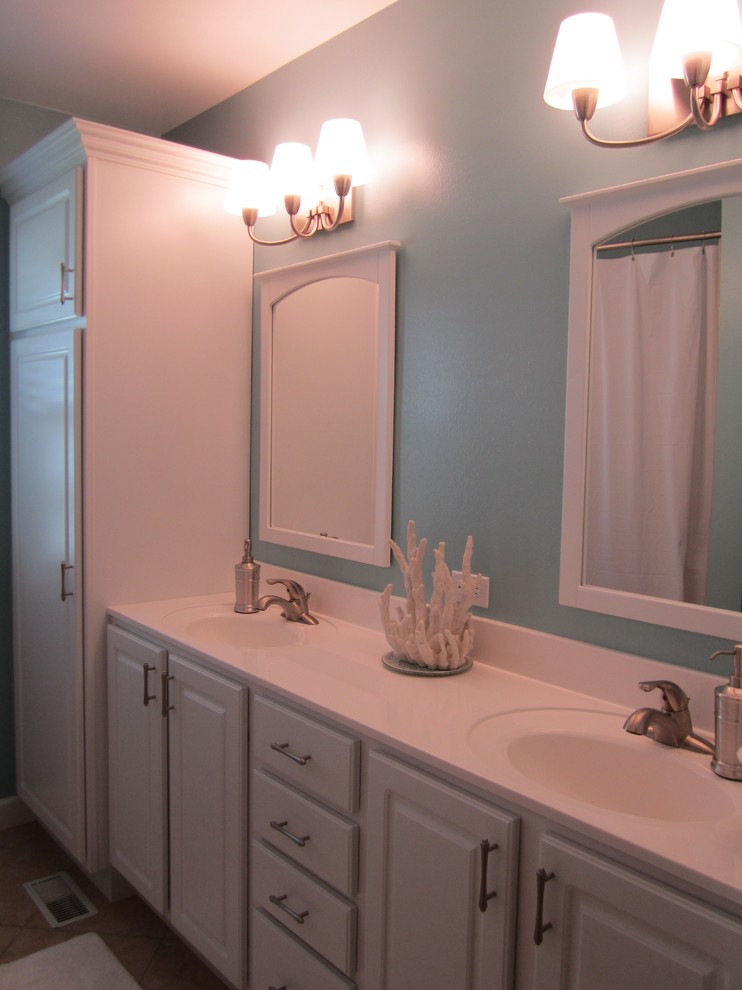 White Cultured Marble Bathroom Traditional with None 