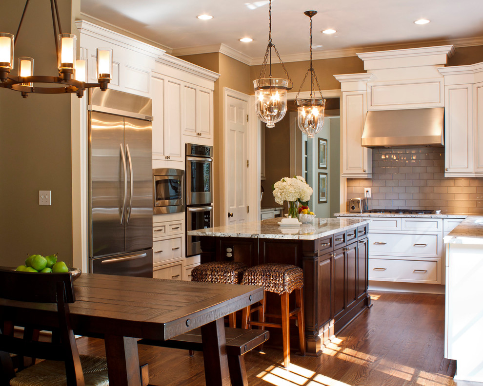 White Glazed Kitchen Cabinets Kitchen Traditional with Beige Flowers Beige Tile
