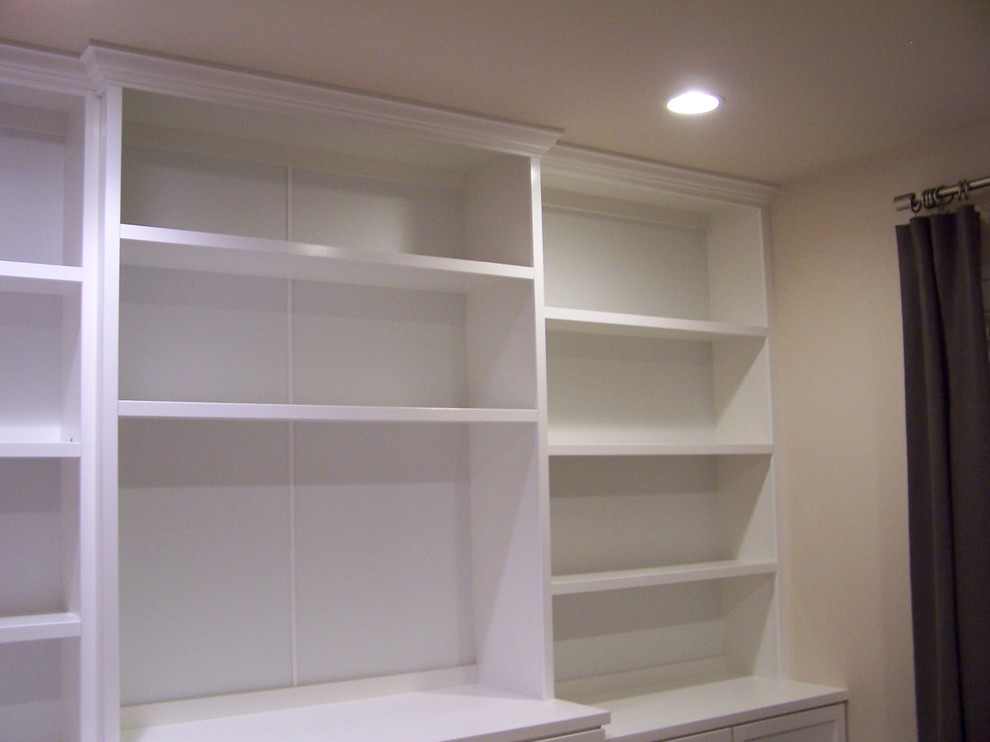 White Lacquer Bookcase Home Office Contemporary with Bookcase Built in Custom3