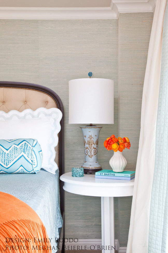 White Lacquer Nightstand Bedroom Transitional with Benjamin Moore Baby Fawn1