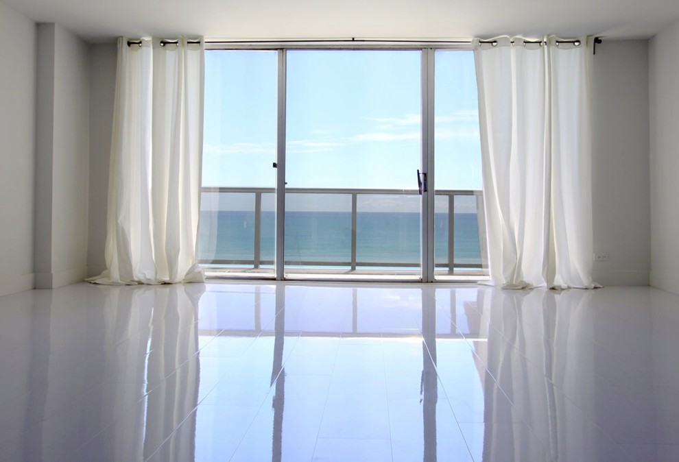 White Laminate Flooring Spaces Modern with Ocean View White Glossy