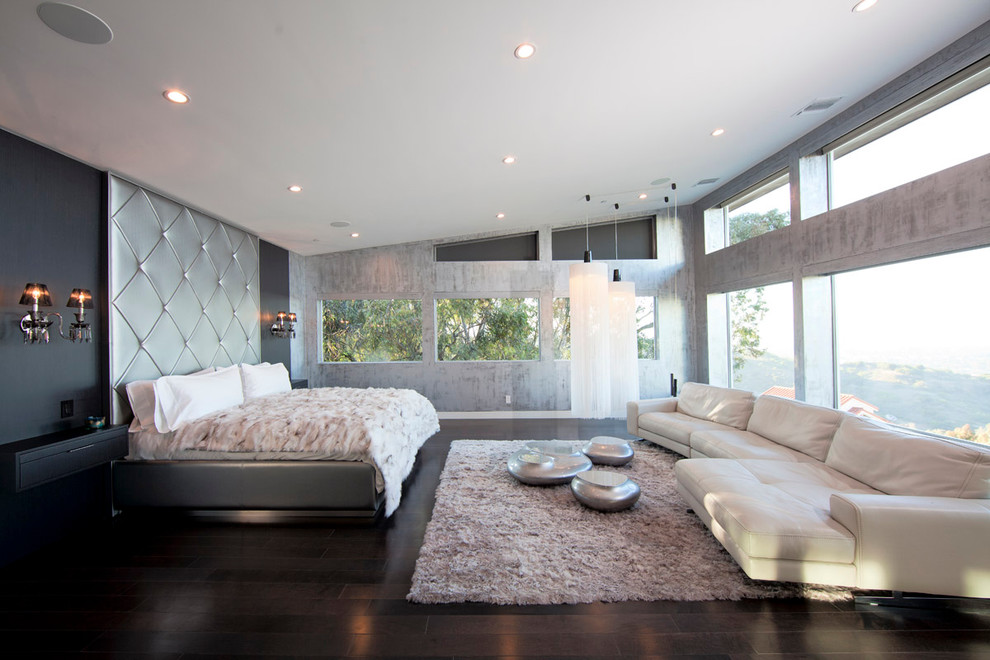 White Leather Couch Bedroom Modern with Area Rug Bedside Table