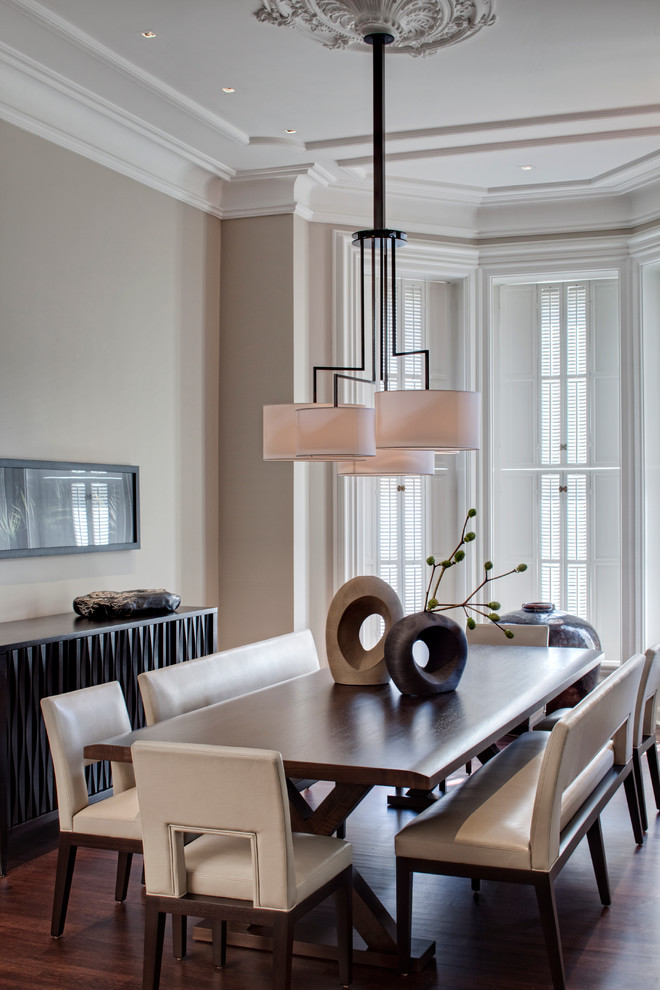 White Leather Dining Chairs Dining Room Contemporary with Bay Window Ceiling Detail