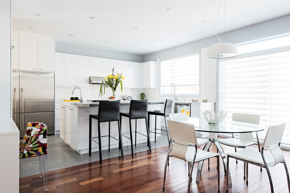 White Leather Dining Chairs Kitchen Contemporary with Black Stools Bright Kitchen