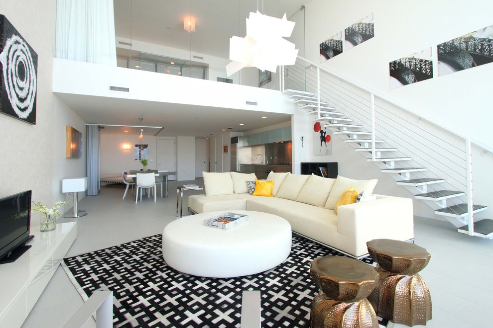 White Leather Ottoman Living Room Contemporary with Ceiling Light Kitchen Light