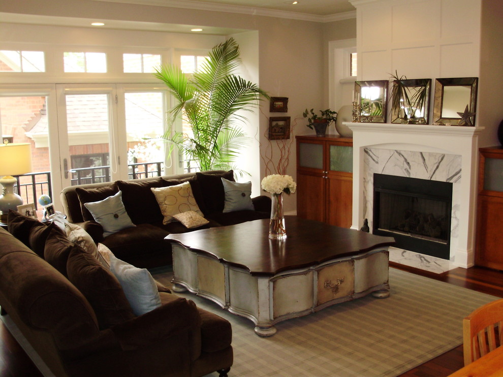 White Marble Top Coffee Table Family Room Traditional with Accent Wall Area Rug