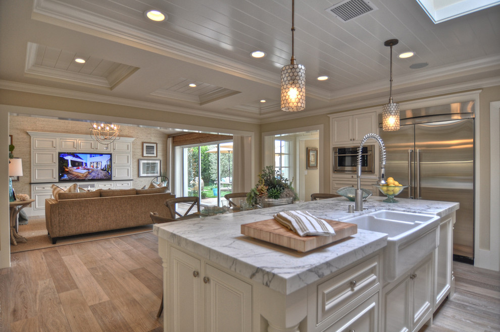 White Oak Floors Kitchen Traditional with Backsplash Baseboards Beach House