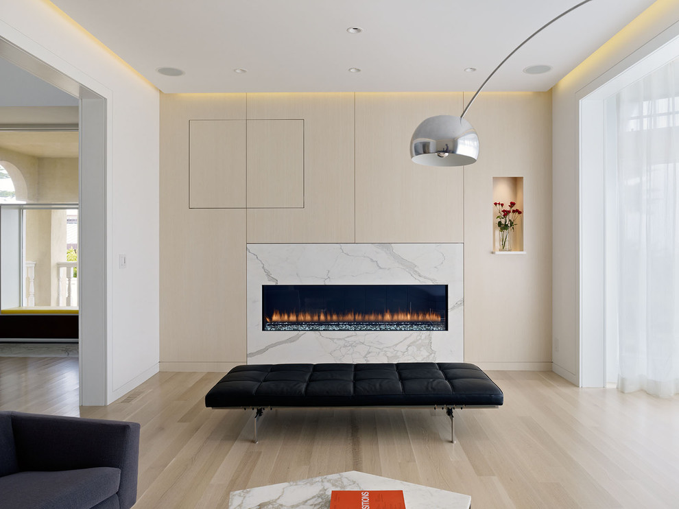White Oak Floors Living Room Modern with Black Leather Bench Black