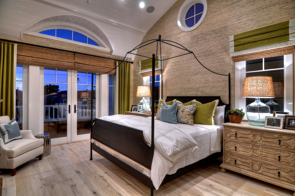 White Oak Hardwood Flooring Bedroom Contemporary with Balcony Beige Armchair Beige
