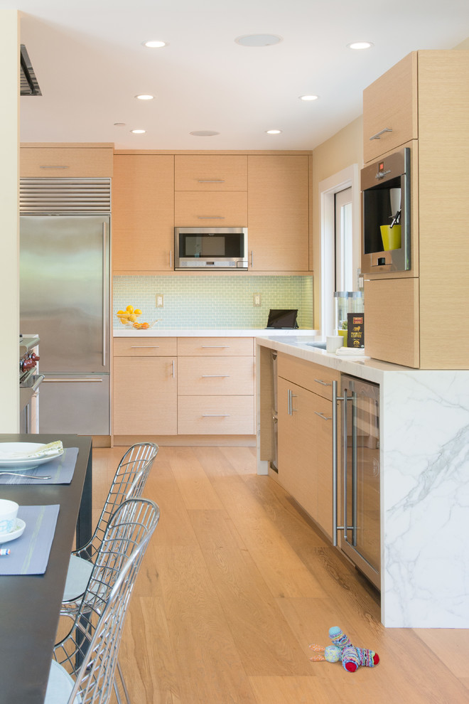 White Oak Kitchen Cabinets Kitchen Contemporary with Built in Coffee Maker