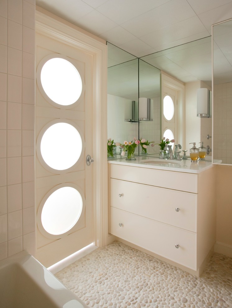 White Pebble Tile Bathroom Modern with Bathroom Bathroom Door Bathroom
