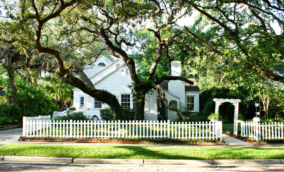 White Picket Fences Exterior Traditional with Arbor Beach Cottage Chimney