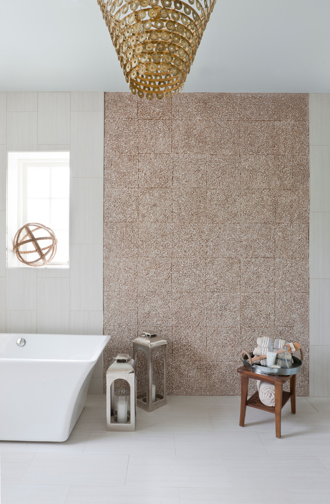 White Porcelain Tile Bathroom Contemporary with Dc Design House 