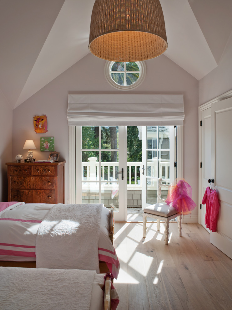 White Roman Shades Kids Traditional with Antique Bureau French Doors
