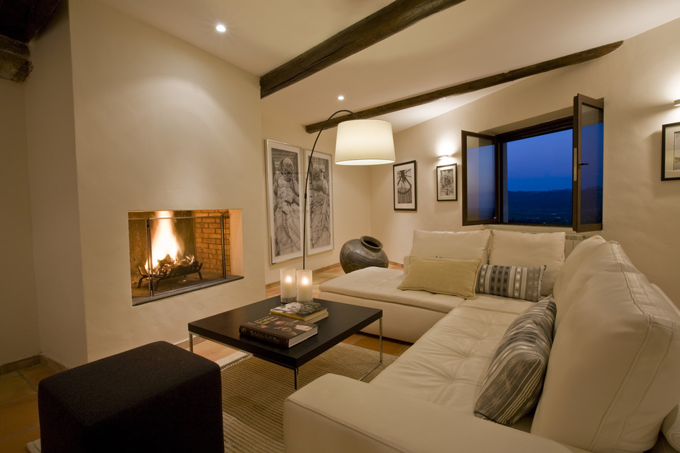 White Sectional Sofa Living Room Mediterranean with Artwork Black Coffee Table
