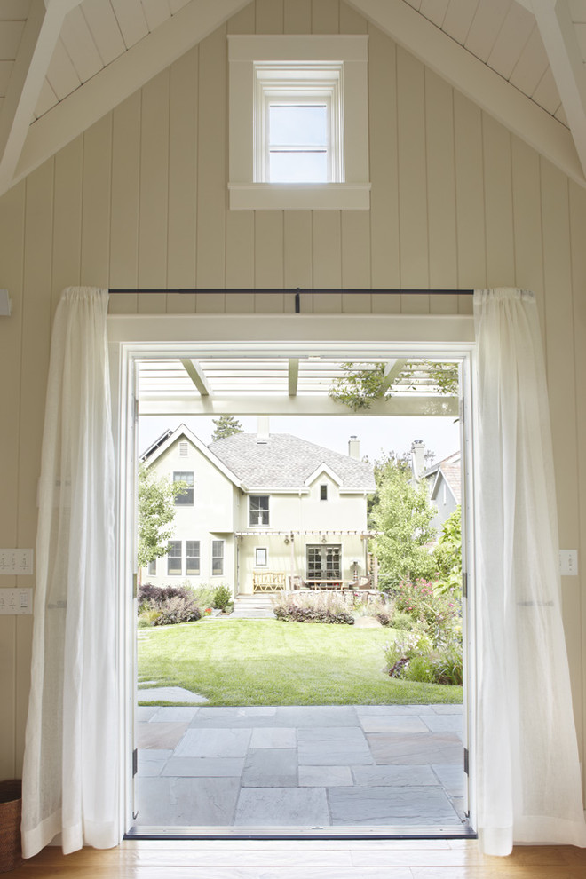 White Sheer Curtains Patio Traditional with Beams Curtain Panel Flagstone