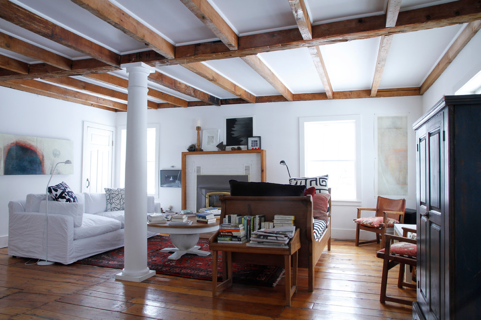 White Slipcover Sofa Living Room Eclectic with None 
