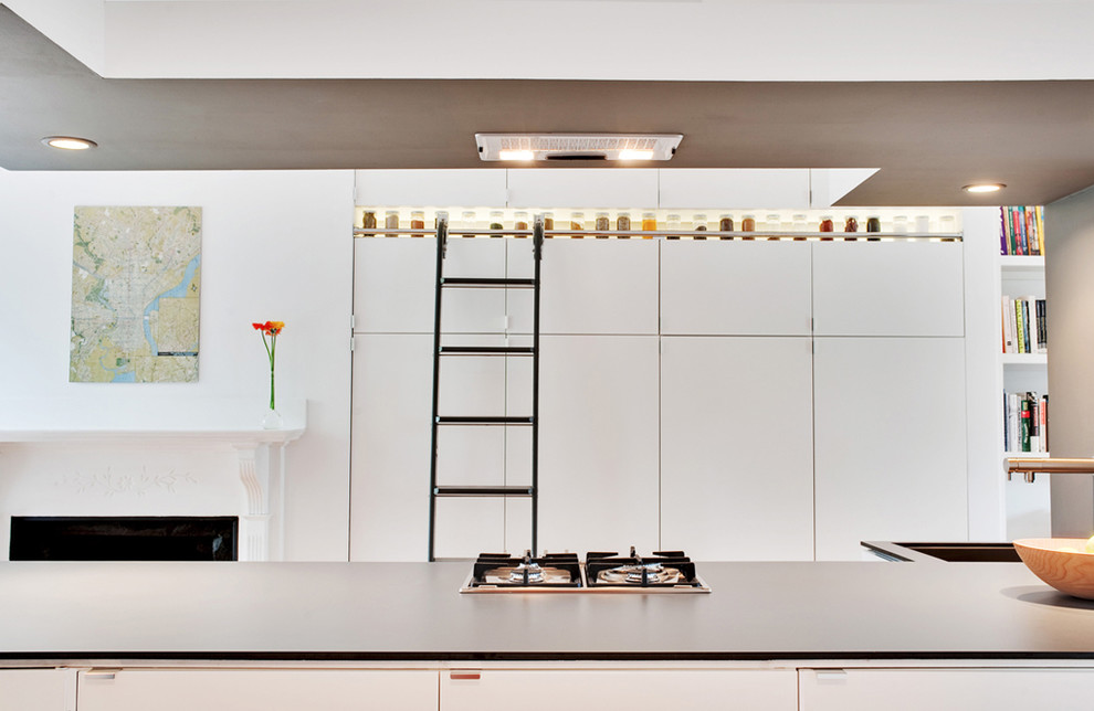 White Step Ladder Kitchen Contemporary with Bookcase Bookshelves Display Shelves