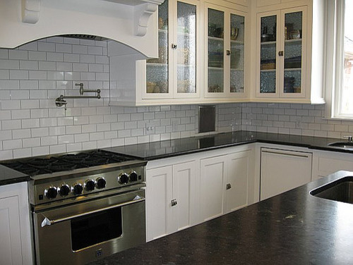 White Subway Tiles Kitchen Traditional with Comercial Stove Glass Doors