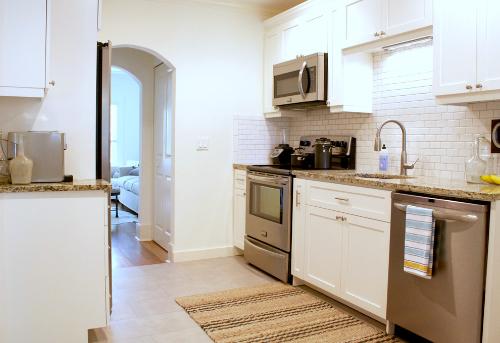 White Tile Backsplash Kitchen Transitional with My Houzz 