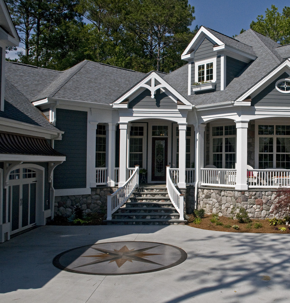 White Vinyl Fence Exterior Traditional with Dormer Windows Driveway Floor
