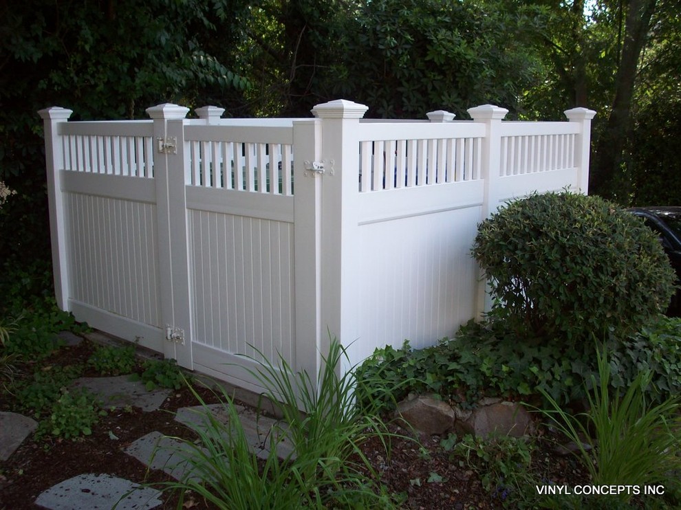 White Vinyl Fence Landscape Traditional with Fence Fencing Gate Low