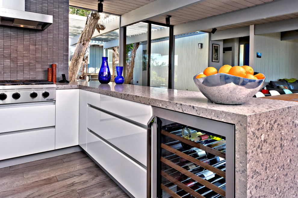 White Washed Hardwood Floors Kitchen Modern with None 