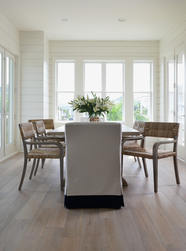 Whitewash Wood Floors Dining Room Beach with French Doors Lilies Medium