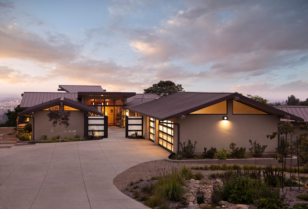 Whole House Remodel Exterior Midcentury with Clerestory Windows Driveway Energy