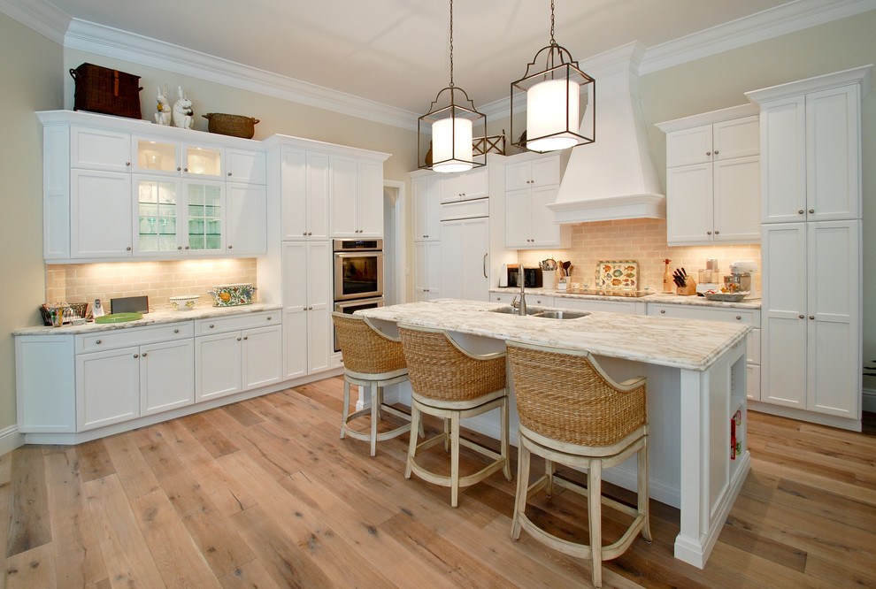 Wicker Counter Stools Kitchen Traditional with Beige Tile Backsplash Beige