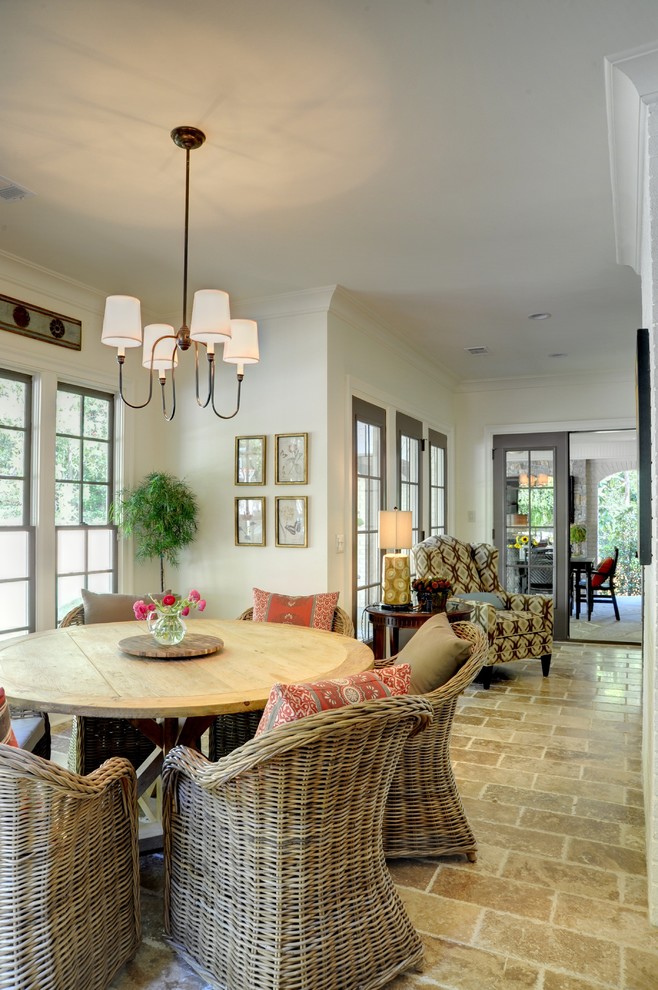 Wicker Dining Chairs Dining Room Traditional with Beige Floor Breakfast Room
